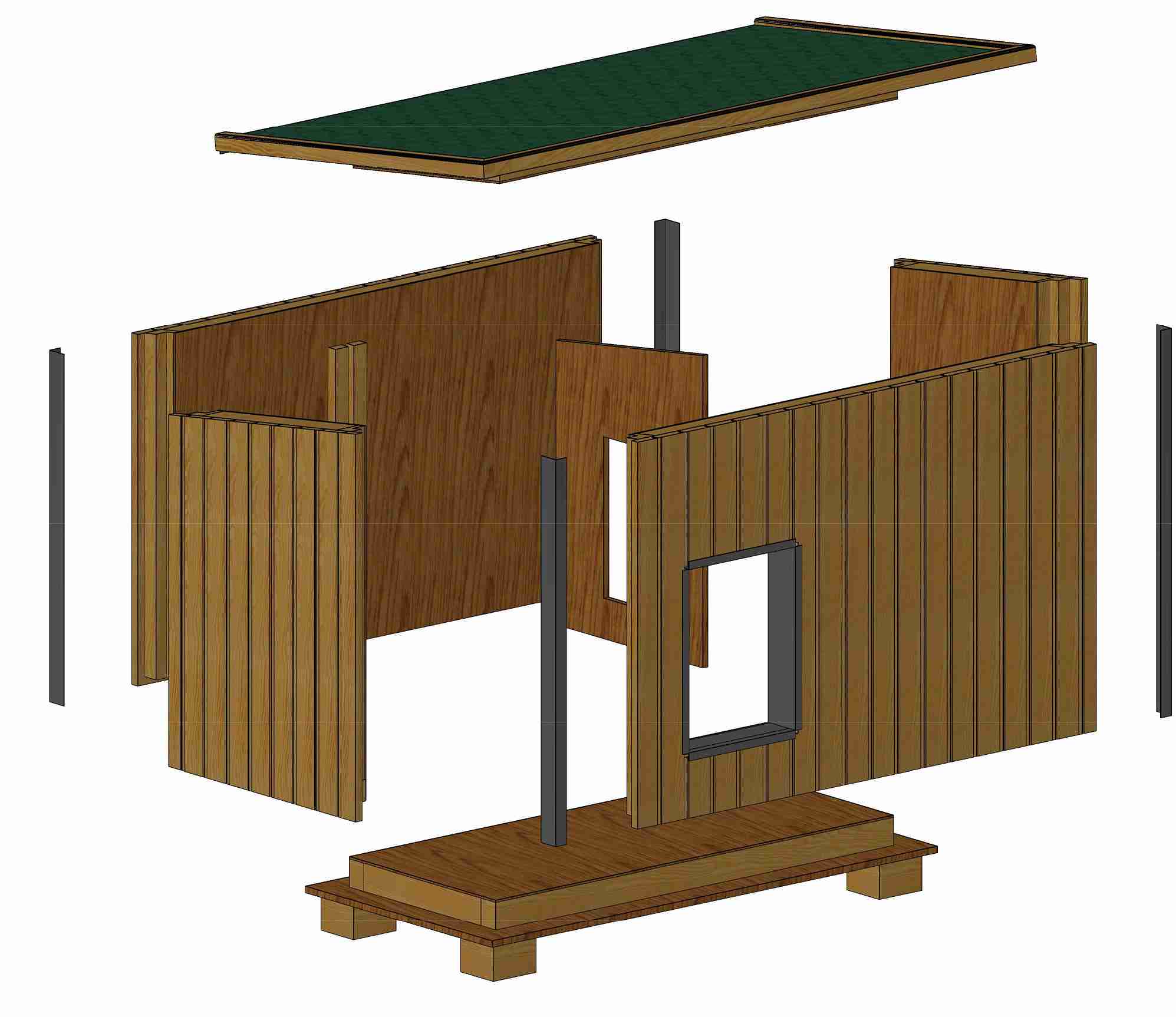 Teknisk tegning av et isolert hundehus.